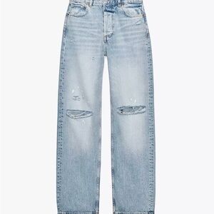 Zara Blue Flare & Wide Leg Jeans with Distressed Details